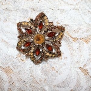 Antique Brooch with Amber stones